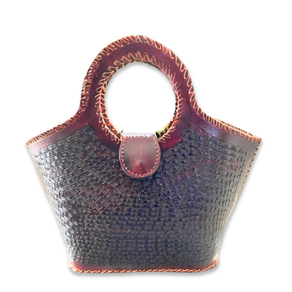 Chocolate brown leather Puruni bag made by Gy Crafts.